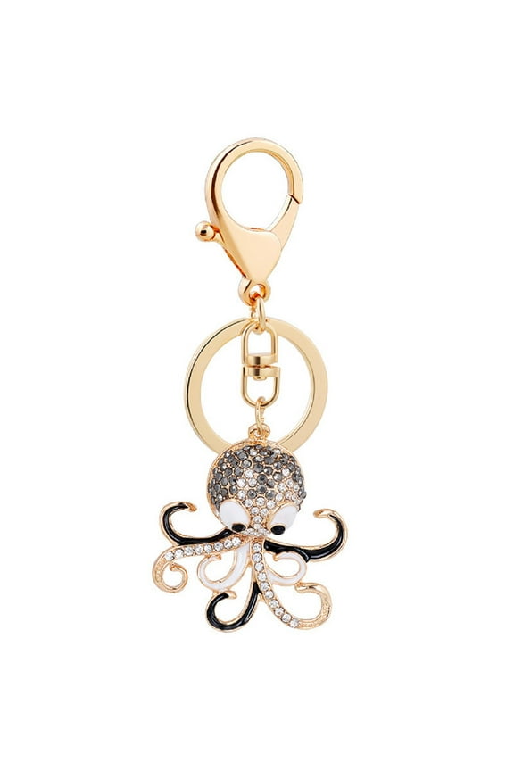 Ocean Octopus Keychain for Women, Beach Octopus Key Chain for Ladies, Cute Octopus Summer Keychains, Punk Octopus Vacation Keyring, Sparkling Rhinestone Octopus Animal Keychain Accessories