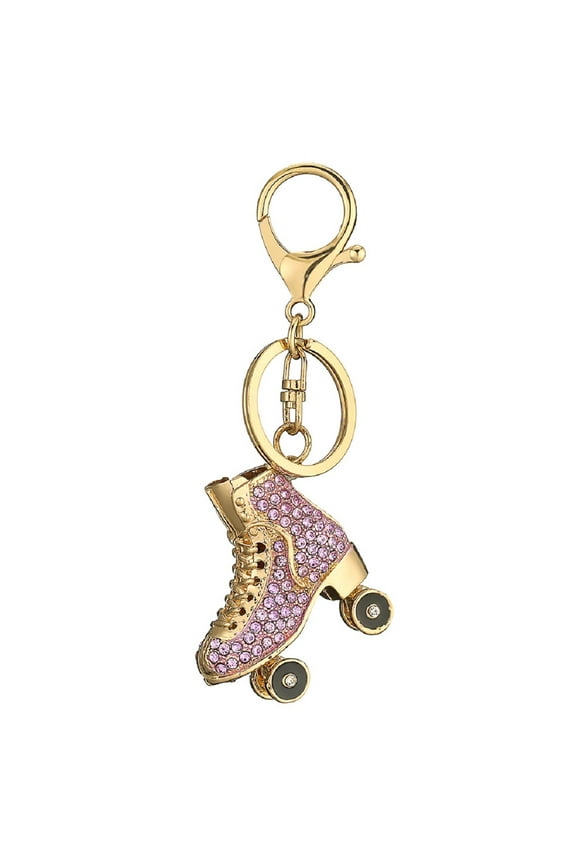 Roller Skate Keychain for Women, Cute Roller Skates Key Chain for Ladies, Sparkling Ice Skate Key Ring, Funny Shoe Keychains, Purple Roller Skate Keyring, Rhinestone Roller Skate Keychain