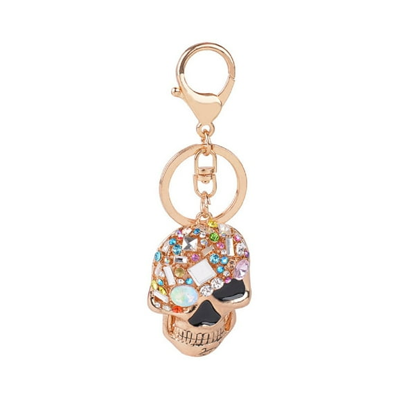 QDDollars Skull Keychain for Women, Gothic Skull Skeleton Key Chain for Ladies, Punk Skull Key Ring, Sparkling Skull Bone Keychains, Poker Skull Head Keyring, Rhinestone Skull Halloween Keychain