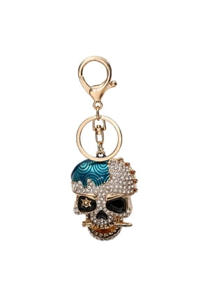 Skull Keychain for Women, Punk Skull Skeleton Key Chain for Ladies, Gothic Skull Key Ring, Halloween Skull Head Keychains, Sparkling Skull Bone Keyring, Rhinestone Skull Keychain