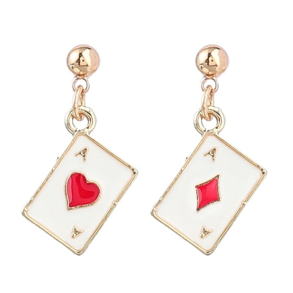QDDollarsFun Ace Earrings, Poker Ace Dangle Earrings for Women, Bohemian Playing Cards Ace Statement Earrings, Hearts Spades Plum Poker Stud Earrings, Poker Card Drop Earrings for Ladies