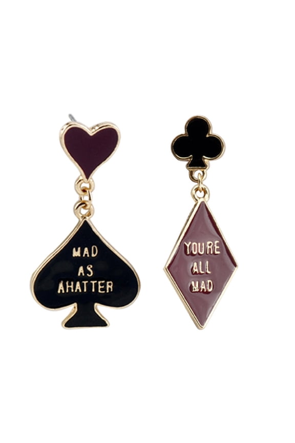 Asymmetric Poker Earrings, Spades Hearts Plum Poker Earrings for Women, Bohemian Playing Cards Geometric Earrings, Mismatched Poker Earring for Ladies, Cute Poker Statement Earrings