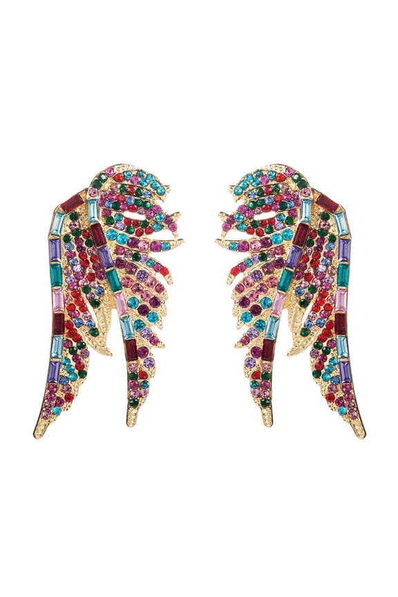 Colorful Wing Earrings, Angel Wings Earrings for Women, Bohemian Beaded Wing Statement Earrings, Sparkling Eagle Wings Stud Earrings Angel Wing Boho Jewelry, Wing Chandelier Earrings