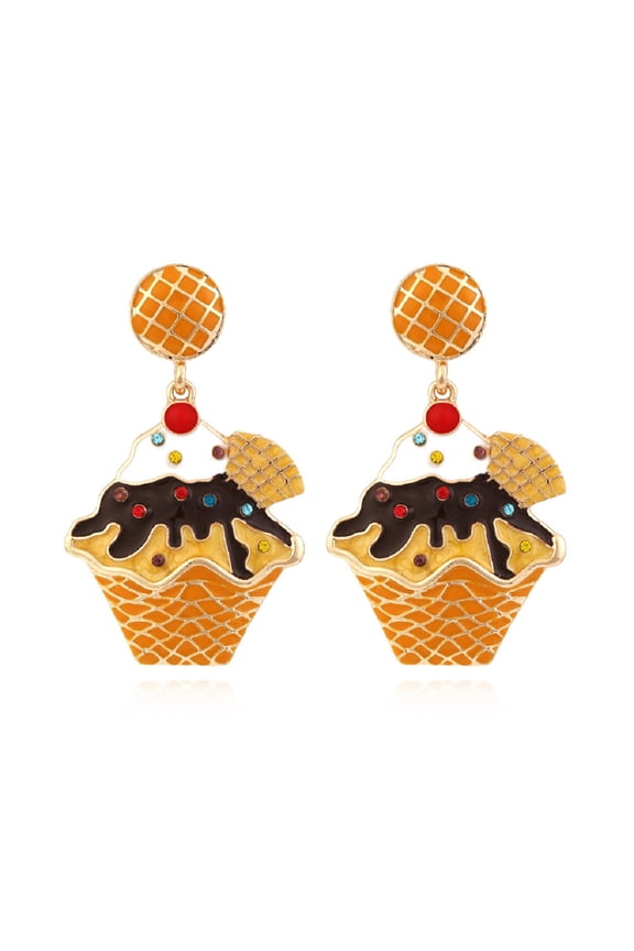 Cupcake Earrings, Colorful Ice Cream Dangle Earrings for Women, Bohemian Snack Cupcake Vacation Earrings for Ladies, Cute Food Cupcake Statement Earrings Summer Boho Jewelry