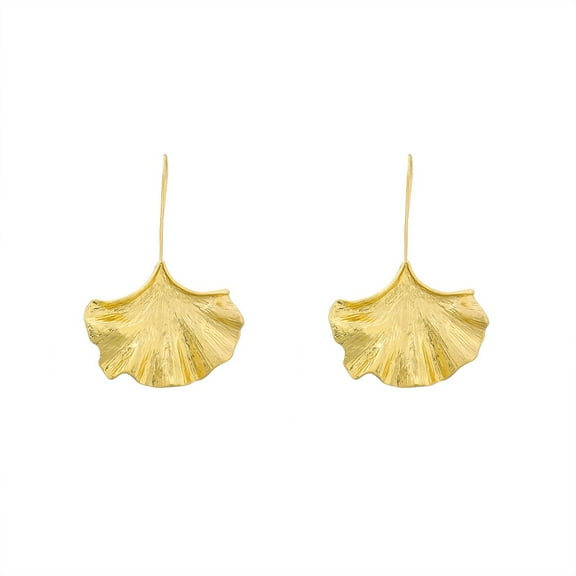 QDDollarsFun Ginkgo Leaf Earrings, Gold Ginkgo Leaf Dangle Earrings for Women, Bohemian Tree Leaf Statement Earrings, Fan-shaped Earrings, Silver Ginkgo Leaf Flower Drop Earrings for Ladies