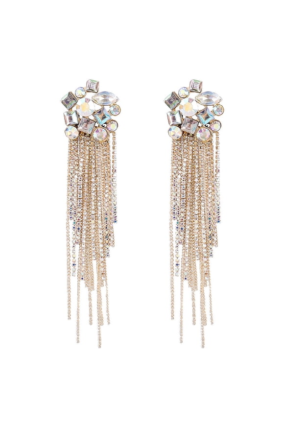 Gold Chandelier Tassel Earrings, Geometric Flower Dangle Earrings for Women, Bohemian Floral Fringe Earrings, Abstract Flower Long Chain Earrings, Golden Chandelier Linear Earrings