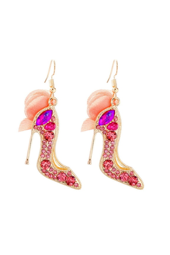 High Heel Earrings, High Heel Shoe Dangle Earrings for Women, Bohemian Stiletto High Heel Earrings for Ladies, Cute Lace Flower High-Heeled Shoe Statement Earrings Summer Boho Jewelry