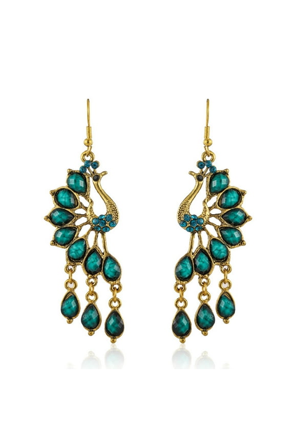 Peacock Teardrop Earrings, Peacock Chandelier Dangle Earrings for Women, Bohemian Phoenix Bird Earrings, Peacock Linear Earrings for Ladies, Cute Peacock Statement Earrings