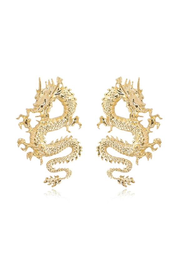 Punk Dragon Earrings, Ancient Chinese Dragon Dangle Earrings for Women, Bohemian Dragon Animal Vacation Earrings for Ladies, Vintage Dragon Statement Earrings Summer Boho Jewelry