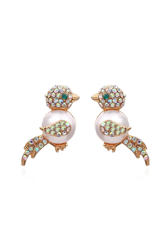 Sparrow Earrings, Colorful Bird Dangle Earrings for Women, Bohemian Pearl Bird Vacation Earrings, Cute Bird Statement Earrings Summer Boho Jewelry, Sparkling Rhinestone Bird Earrings