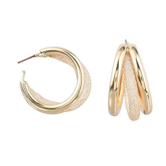 QDDollarsFun Triple Hoop Earrings, Triple Circle Earrings for Women, Bohemian Three Circle Huggie Hoop Earrings, Twisted Circle Stud Earrings, Triple Hoop Statement Earrings for Ladies