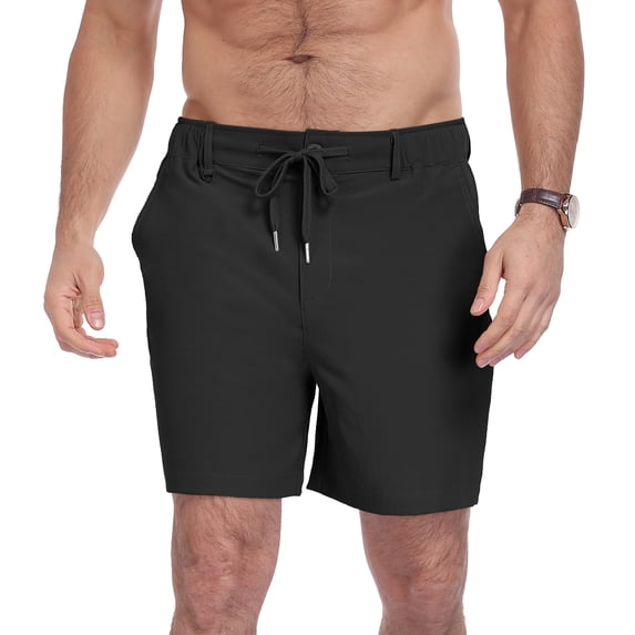 QDG Men's 7'' Casual Classic Shorts Adjustable Drawstring Waist Comfortable Fit for Daily Wear