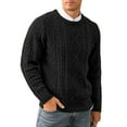 thumbnail image 1 of QDG Men's Cable Knit Pullover Sweater Casual Crewneck Long Sleeve Knitted Sweater, 1 of 8