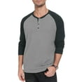 thumbnail image 1 of QDG Men's Henley Shirt Color Block Raglan Long Sleeve Slim Fit Casual Tee Shirt, 1 of 8