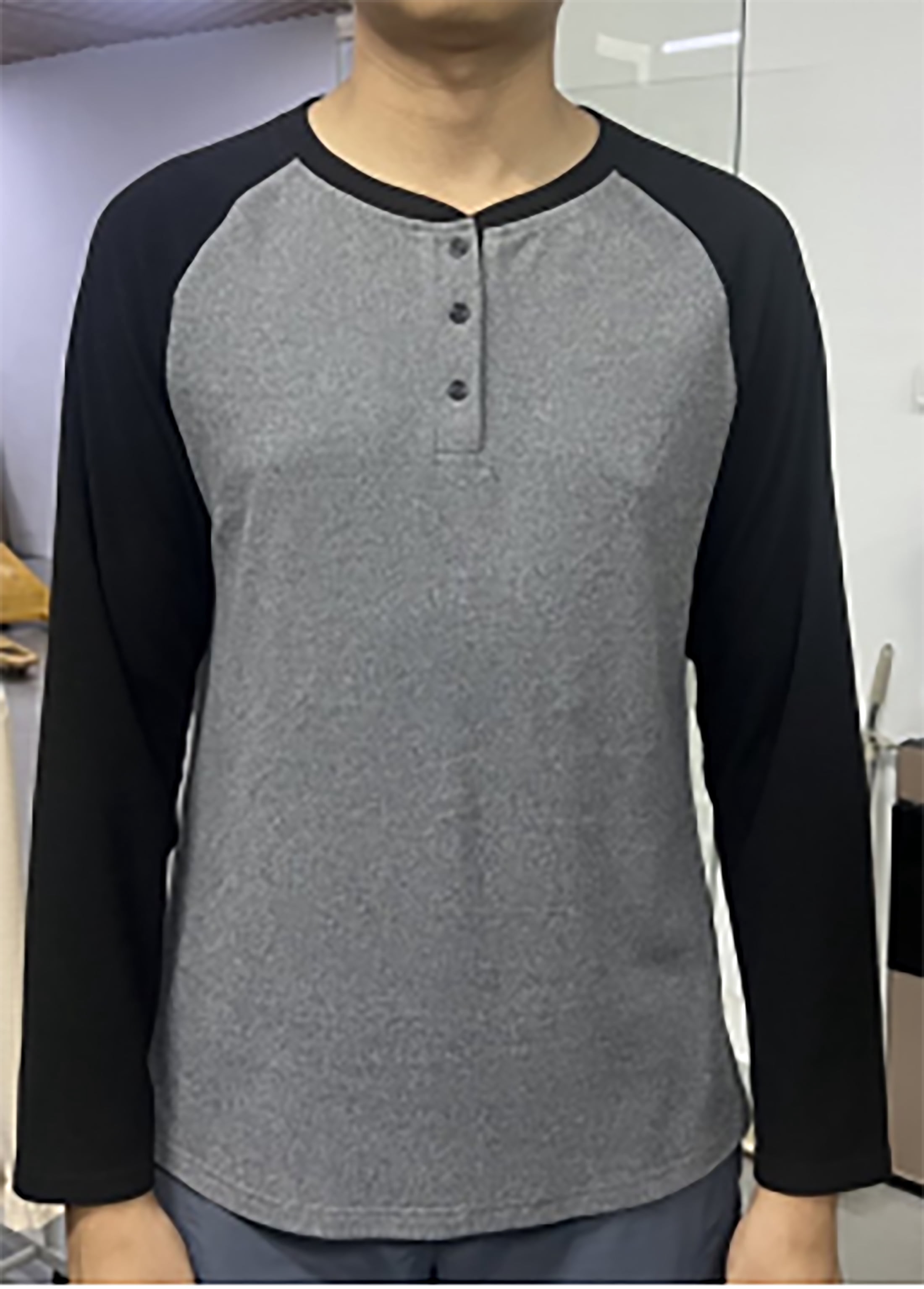 Henley Raglan QDG Men's Henley Shirt Color Block Raglan Long Sleeve Slim Fit Casual ...