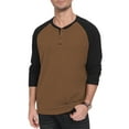 thumbnail image 1 of QDG Men's Henley Shirt Color Block Raglan Long Sleeve Slim Fit Casual Tee Shirt, 1 of 8