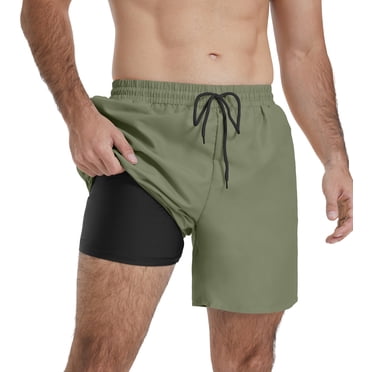 QDG Men's Quick Dry Swim Trunks Beach Board Shorts with Adjustable Drawstring Waist