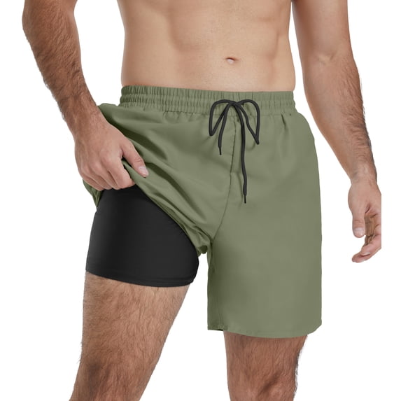 QDG Men's Quick Dry Swim Trunks Beach Board Shorts with Adjustable Drawstring Waist
