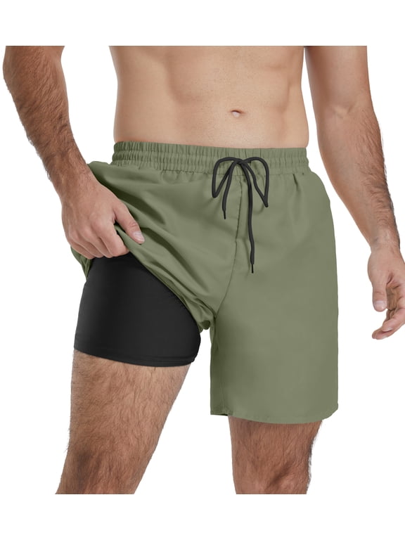 Men's Quick Dry Swim Trunks Beach Board Shorts with Adjustable Drawstring Waist