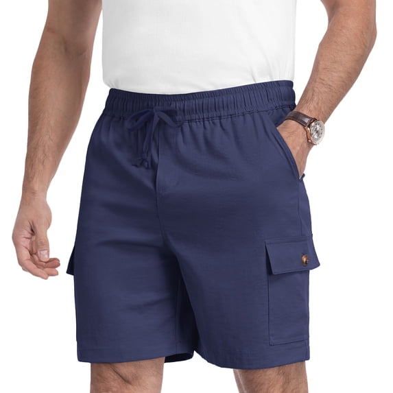 QDG Men's Relaxed Fit Cargo Shorts with Drawstring Elastic Waist Multi-Pocket for Daily Hiking Work