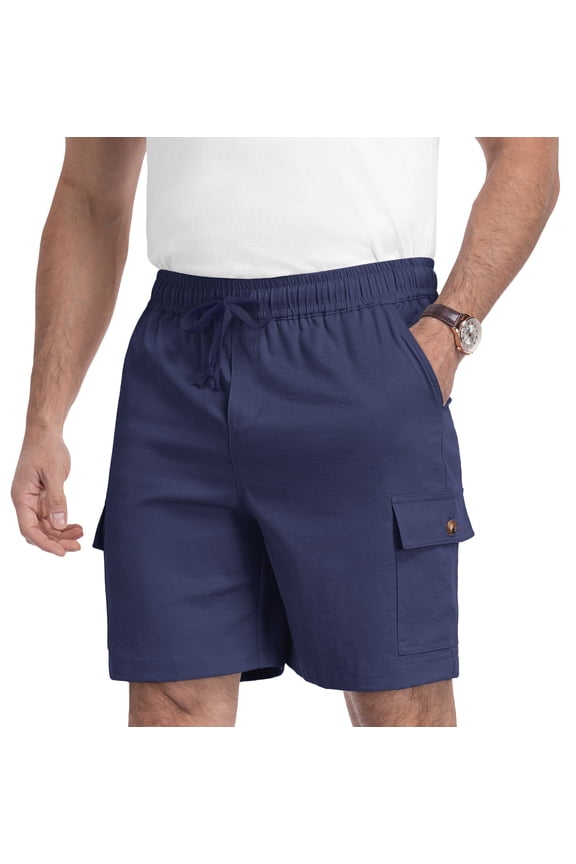 Men's Relaxed Fit Cargo Shorts with Drawstring Elastic Waist Multi-Pocket for Daily Hiking Work