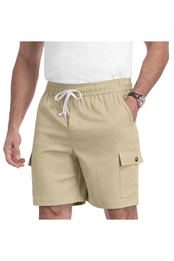 Men's Relaxed Fit Cargo Shorts with Drawstring Elastic Waist Multi-Pocket for Daily Hiking Work