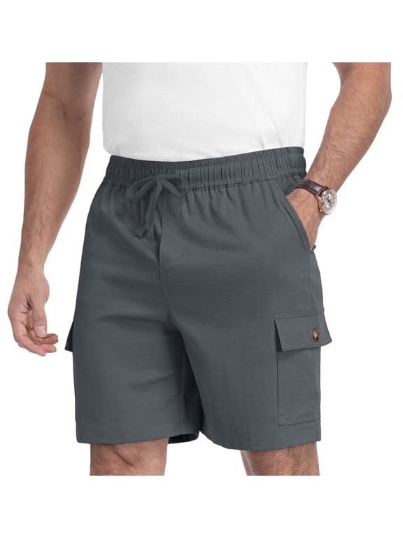 Men's Relaxed Fit Cargo Shorts with Drawstring Elastic Waist Multi-Pocket for Daily Hiking Work