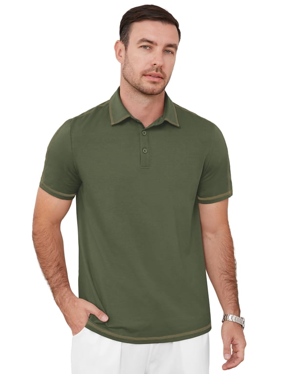 Men's Short Sleeve Polo Shirts Casual Collared Comfortable Fit Ideal for Daily & Golf Wear