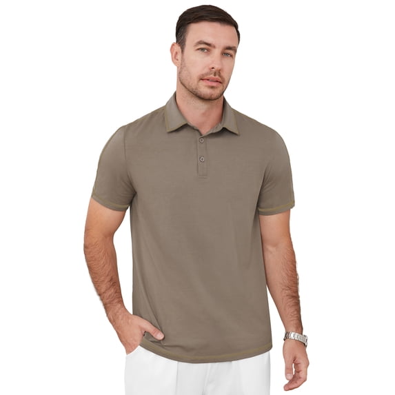 QDG Men's Short Sleeve Polo Shirts Casual Collared Comfortable Fit Ideal for Daily & Golf Wear