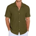 thumbnail image 1 of QDG Mens Casual Button Down Shirts Short Sleeve Summer Beach Shirts Crochet Guayabera Shirts Hollow Out Tops Dark Green M, 1 of 10