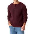 thumbnail image 1 of QDG Mens Henley Knit Pullover Sweater Waffle Crewneck Casual Texture Fashion Sweater, 1 of 9