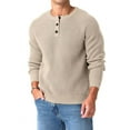 thumbnail image 1 of QDG Mens Henley Knit Pullover Sweater Waffle Crewneck Casual Texture Fashion Sweater, 1 of 9