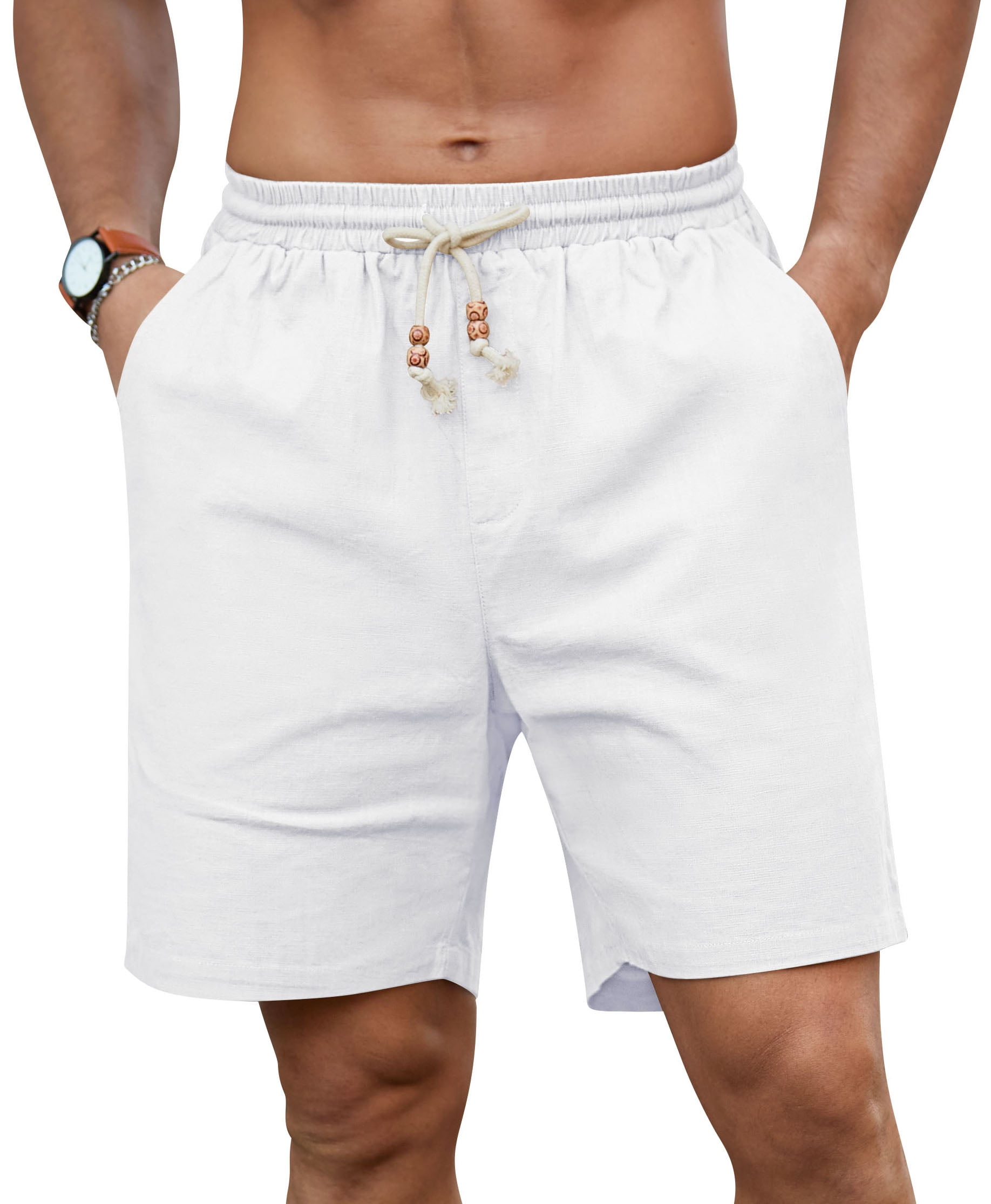 Linen Shorts Men Summer Loose Beach Holiday Shorts Man Casual Shorts