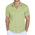 thumbnail image 1 of QDG Mens Polo Shirts Short Sleeve Casual Button Down Shirt for Men Summer Beach Vacation Shirt Green L, 1 of 10