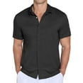 thumbnail image 1 of QDG Mens Polo Shirts Short Sleeve Casual Button Down Shirt for Men Summer Beach Vacation Shirt black 2XL, 1 of 10