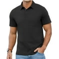 thumbnail image 1 of QDG Mens Polo Short Sleeve Shirt Casual Button Polo T Shirt with Pocket Designed Collared Golf Shirt Black S, 1 of 9