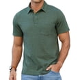 thumbnail image 1 of QDG Men's Polo Shirt with Pocket - Breathable Cotton Golf Shirt, Moisture Wicking Casual Short Sleeve Collared T-Shirt, Regular FitGreen XL, 1 of 9