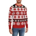 thumbnail image 1 of QDG Mens Ugly Christmas Sweater Reindeer Snowflakes Funny Fairisle Pullover Knit Crewneck, 1 of 8