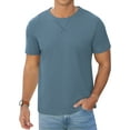 thumbnail image 1 of QDG Mens Waffle Shirt Crew Neck Short Sleeve Casual T-Shirt Blue S, 1 of 10