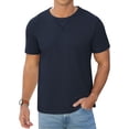 thumbnail image 1 of QDG Mens Waffle Shirt Crew Neck Short Sleeve Casual T-Shirt Navy Blue S, 1 of 10
