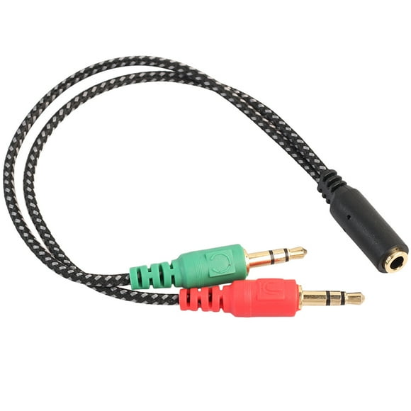 QDJZ 3.5mm 2 Male Plug to 1 Female Jack Audio Mic Headset Splitter Adapter Cable