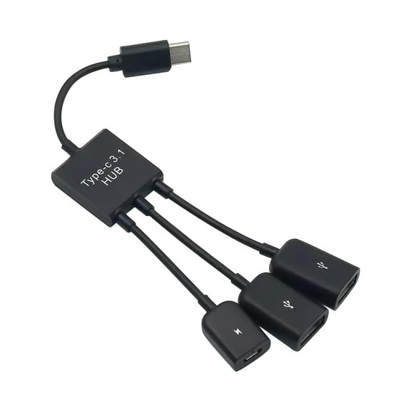 QDJZ Adapter Cable Charging Data Transmission 1 to 3 Type-c to USB Converter Cable for Mobile Phone