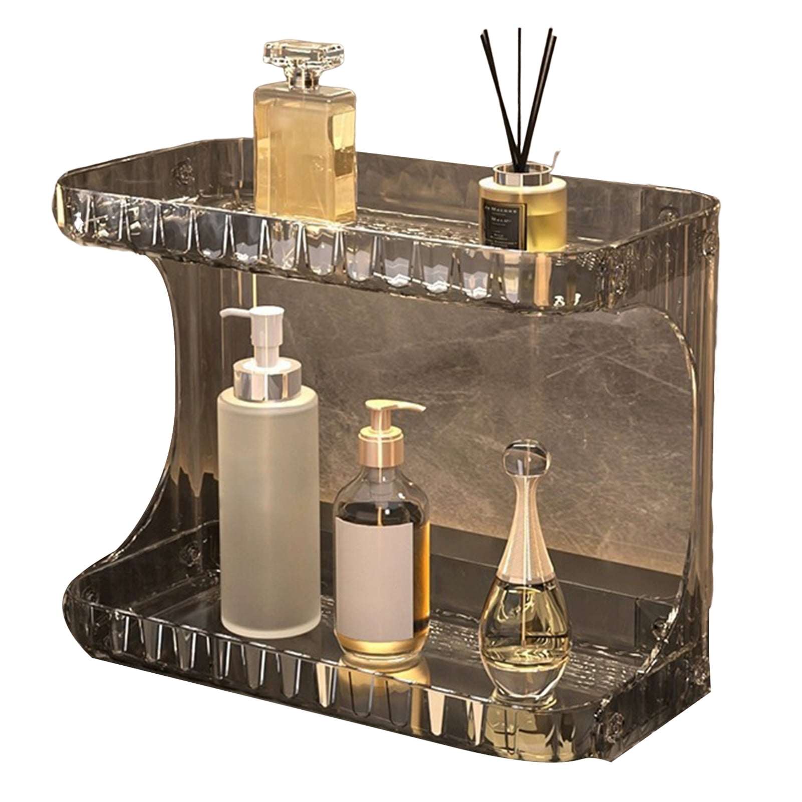 QDJZ Double Layer Makeup Storage Rack Bathroom Countertop Organizer