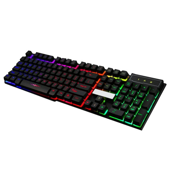 QDJZ Keyboard Colorful Backlight Plug and Play ABS 104 Keys Rainbow Keyboards for Computer