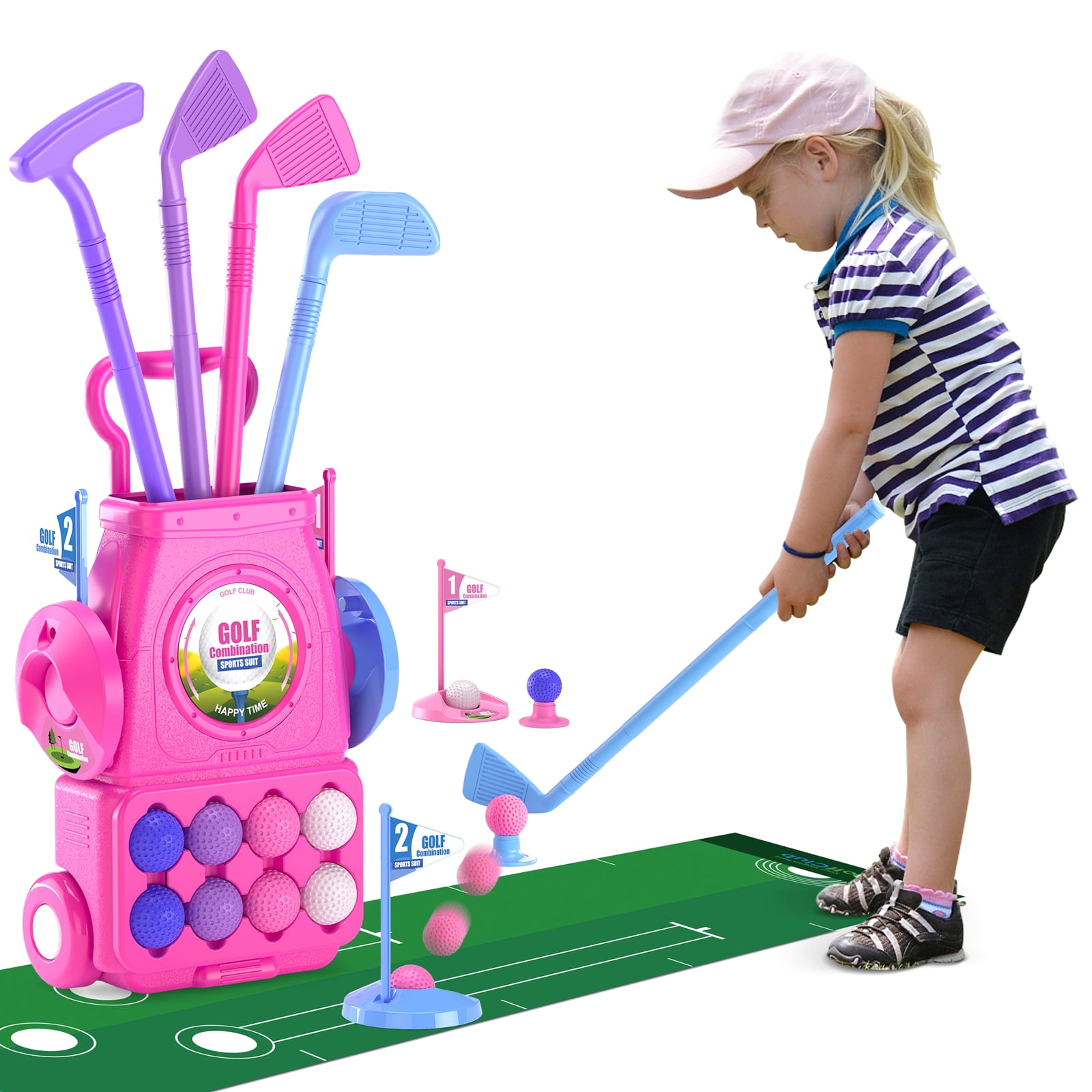 QDRAGON Kids Golf Clubs, Toddler Golf Set with 8 Balls, Putting Mat, 4