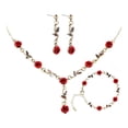 thumbnail image 1 of QDXFX 3 Pcs/Set Red Rose Jewelry Set Floral Theme Romance Vintage France Style Valentines Day Mothers Day Present Earrings Adjustable Rhinestone Necklace Bracelet Prom Banquet Jewelry, 1 of 7