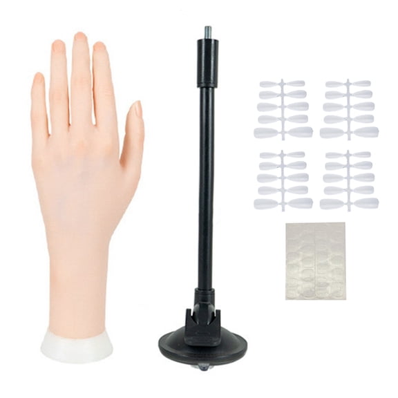 QDXFX Silicone Practice Hand for Acrylic Nails Realistic Flexible Mannequin Hand Nail Art Practice Hand for Bracelets Rings Display ,Left Hand B