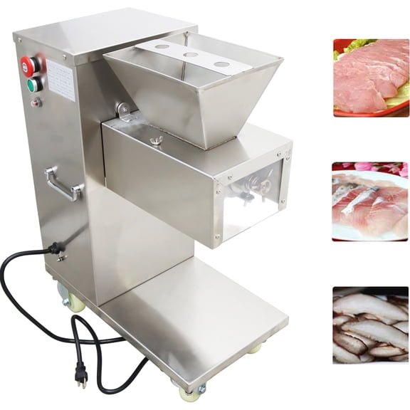 QE Commercial Stainless Meat Slicer Pork Beef Mutton Electric Slicer with 10MM Blade 500KG/H