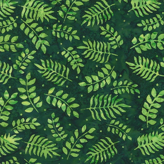 QE8: Charm - Botanical Leaves - 458Q-2 Forest - Batik (1yard)