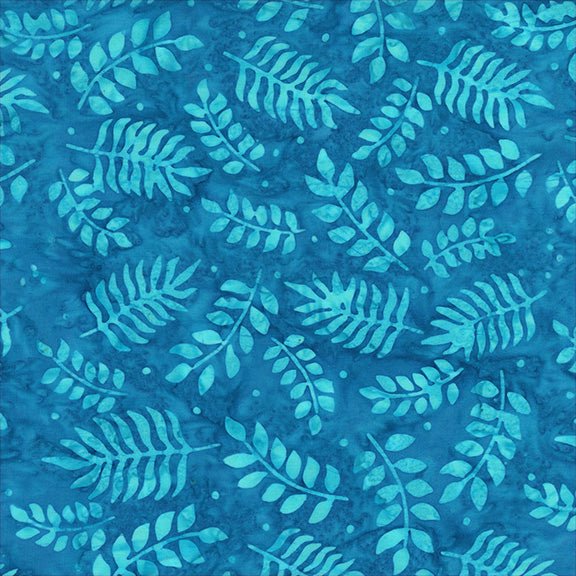 QE8: Charm - Botanical Leaves - 458Q-3 Capri - Batik (1yard)